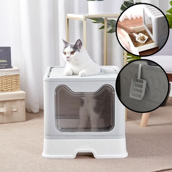 Bac a litière pour chat fermé - royaume chats